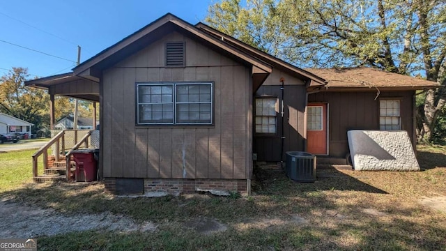 view of home's exterior featuring central AC