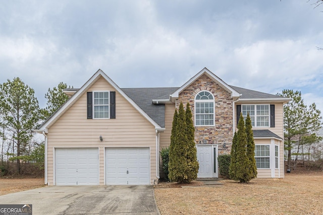 view of front property with a garage