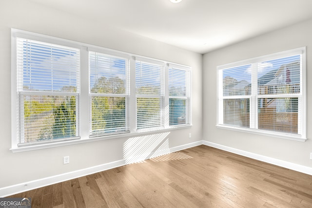 spare room with light wood-type flooring and plenty of natural light