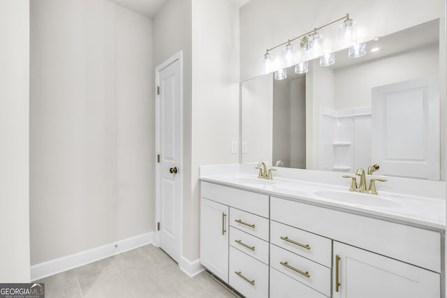 bathroom featuring vanity and tile patterned floors