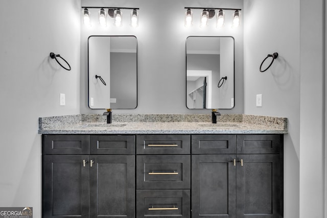 417 Lakeview Pl, Macon, GA 31211 - bathroom with double vanity and ornamental molding