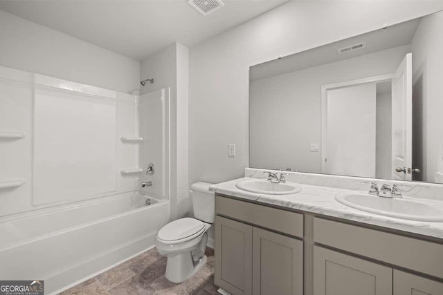 full bathroom featuring vanity, toilet, and shower / bath combination