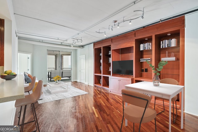 living room featuring dark hardwood / wood-style floors