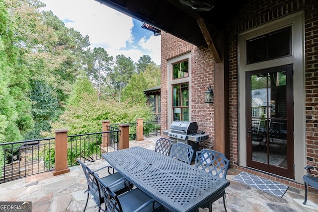 view of patio / terrace with a grill