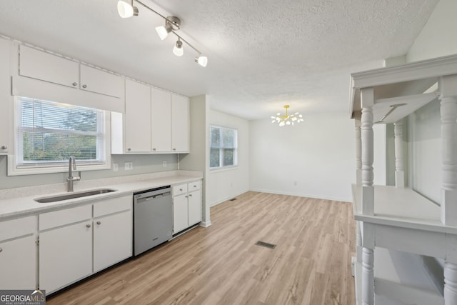 kitchen featuring white cabinets, stainless steel dishwasher, and sink