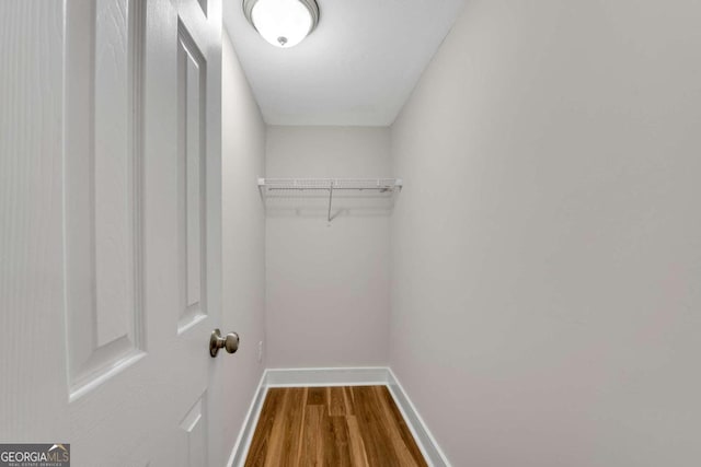 walk in closet featuring hardwood / wood-style flooring