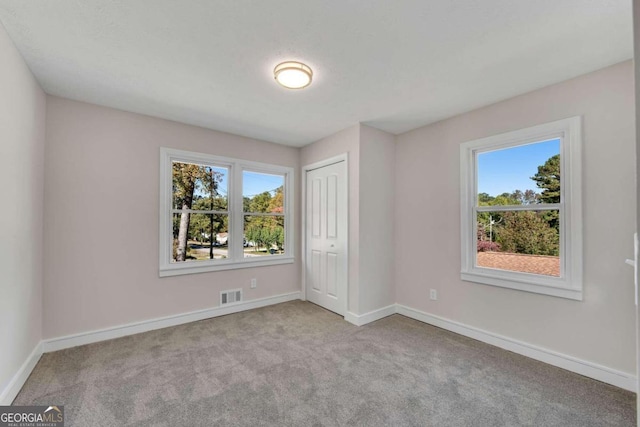 carpeted spare room featuring a healthy amount of sunlight