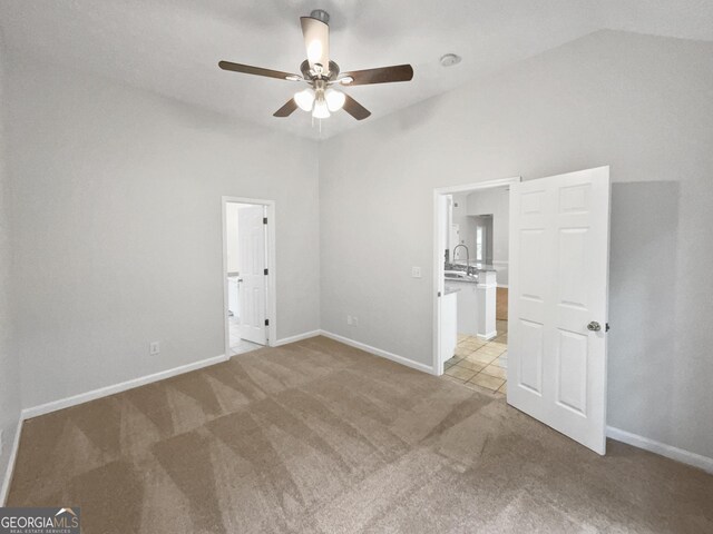 full bathroom with toilet, shower with separate bathtub, vanity, and tile patterned flooring