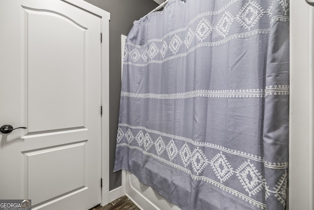 bathroom featuring hardwood / wood-style floors