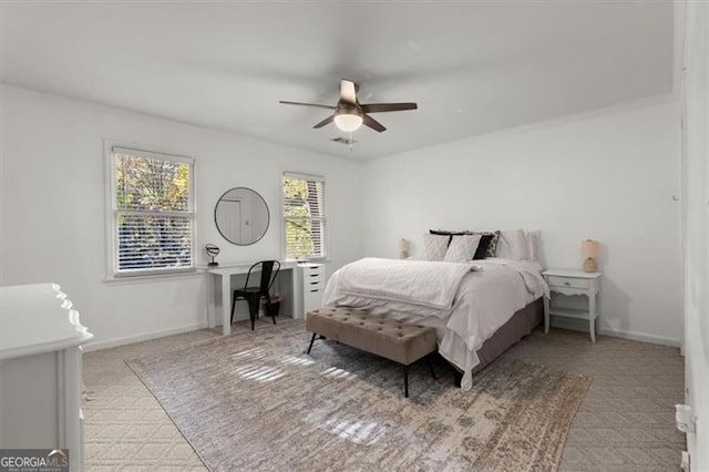 bedroom featuring ceiling fan