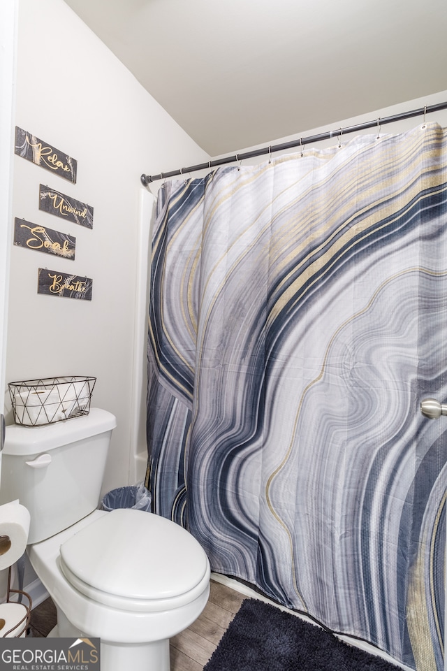 bathroom featuring toilet and hardwood / wood-style floors