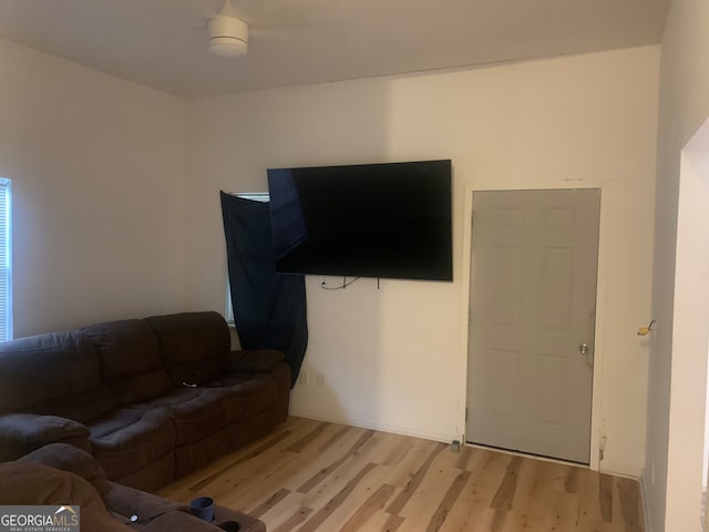 living room with light wood-type flooring