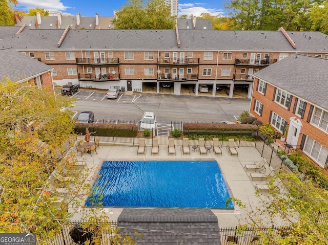 view of swimming pool with a patio