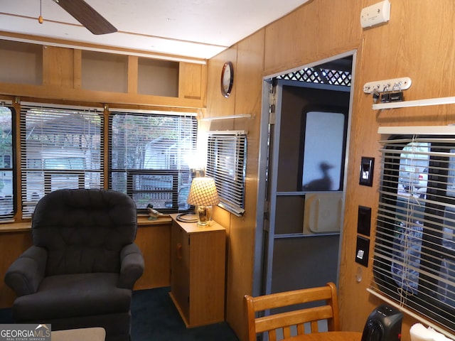 office with wooden walls