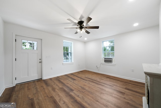 382 N Fifth St, Cedartown, GA 30125 - entryway featuring healthy amount of natural light, a ceiling fan, dark wood finished floors, baseboards, and recessed lighting