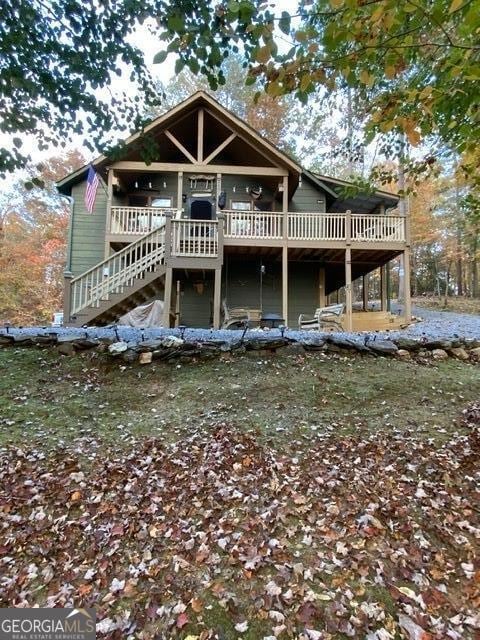 289 Cypress Cir, Ellijay, GA 30540 - rear view of property with a wooden deck