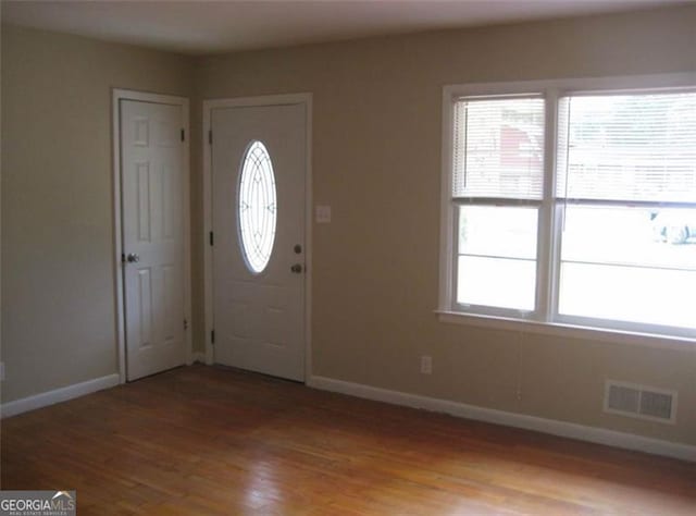 foyer featuring wood-type flooring