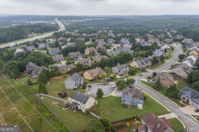 aerial view with a residential view