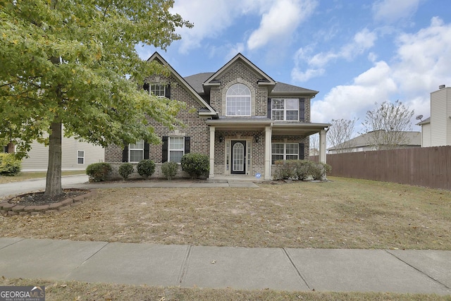 view of front facade featuring a front yard