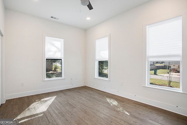 empty room featuring wood-type flooring and a healthy amount of sunlight