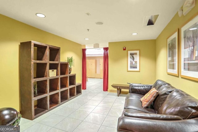 view of tiled living room