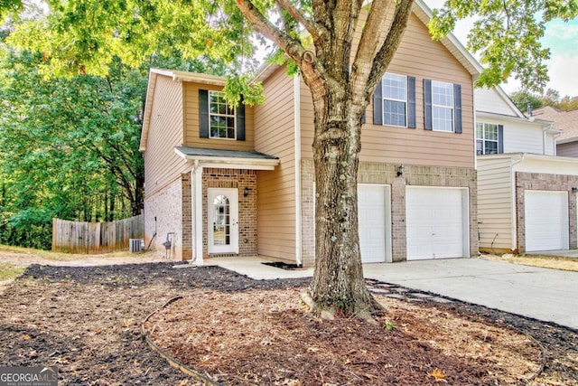 view of front property with a garage