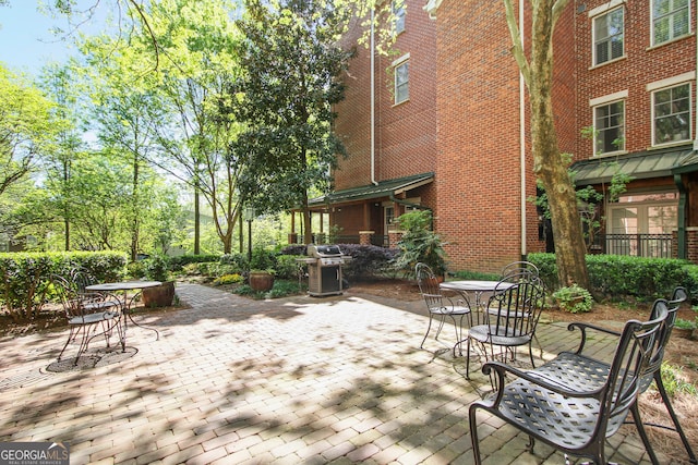 view of patio / terrace with a grill