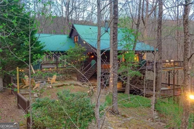 view of yard with a deck