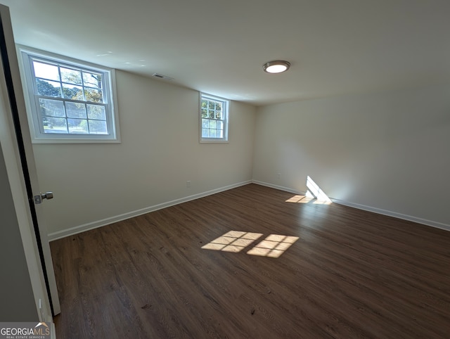 interior space with dark wood-type flooring