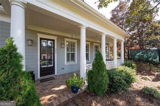 property entrance with a porch