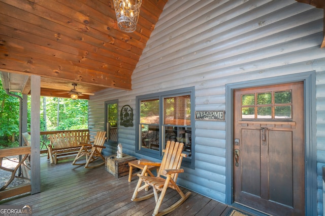 deck with ceiling fan