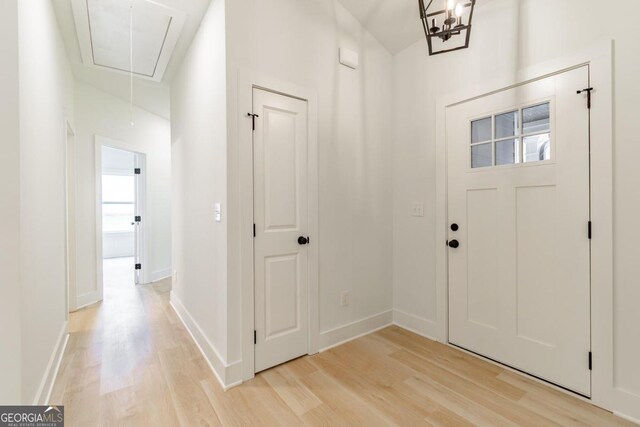 foyer entrance featuring light hardwood / wood-style floors