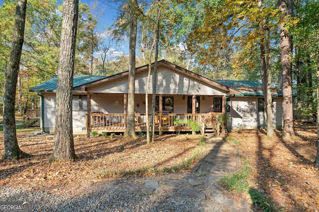 view of front of home featuring covered porch