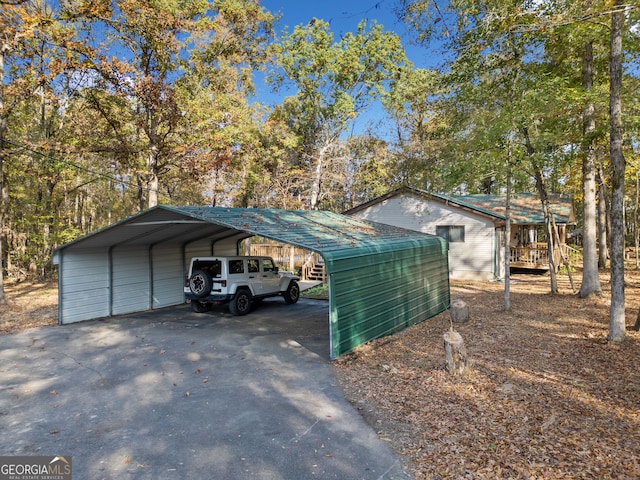 exterior space with a carport