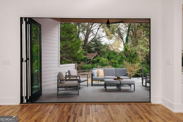 doorway featuring hardwood / wood-style floors