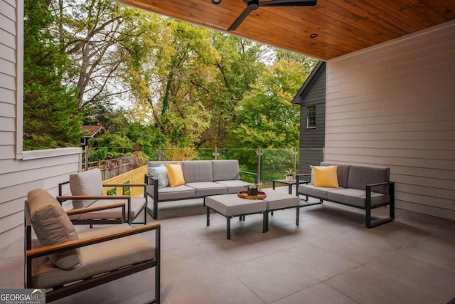 view of patio / terrace with outdoor lounge area and ceiling fan