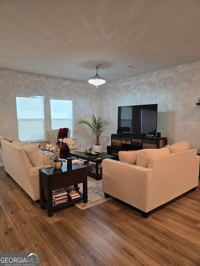 living room featuring wood-type flooring