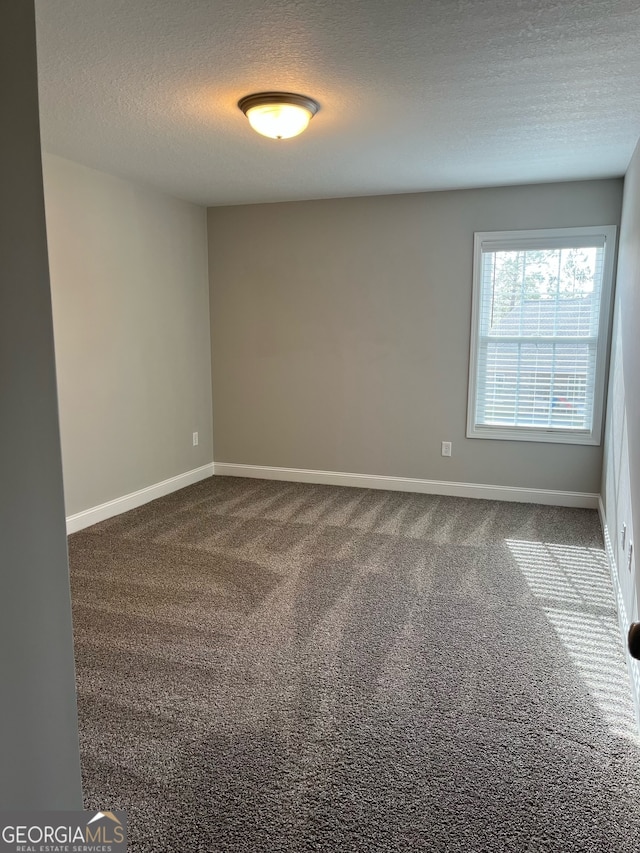 empty room featuring a textured ceiling and carpet floors