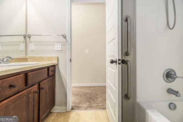 bathroom featuring vanity and shower / bath combination