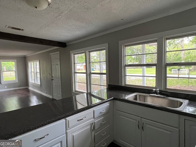 kitchen featuring dark hardwood / wood-style flooring, white cabinetry, and a wealth of natural light