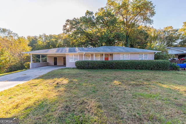 6234 Melrose St, Douglasville, GA 30134 - ranch-style house with a front lawn and a carport