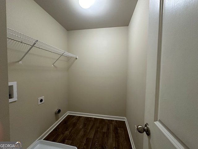 washroom with washer hookup, electric dryer hookup, and wood-type flooring