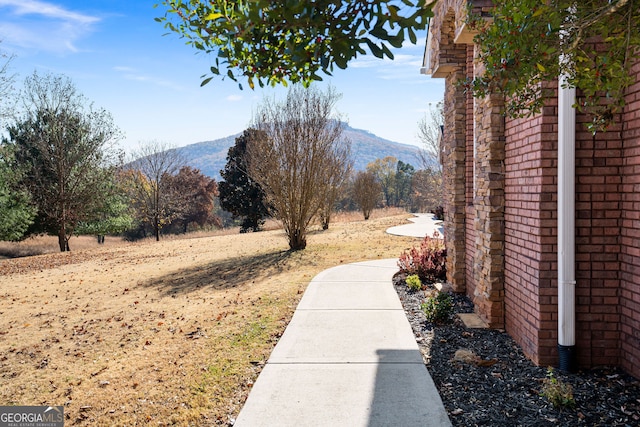 view of yard featuring a mountain view