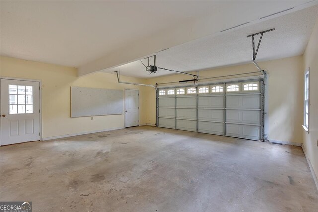 garage with a garage door opener