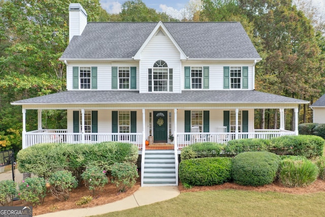 view of front of home featuring covered porch