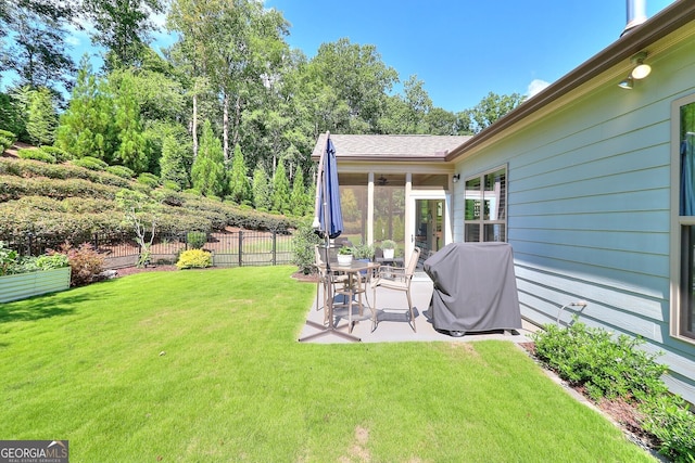 view of yard with a patio