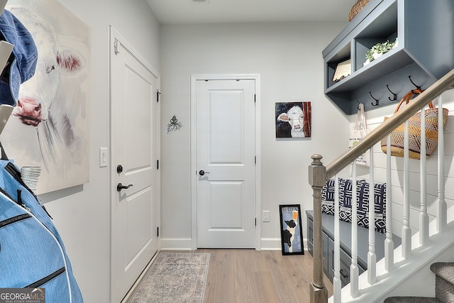 interior space with light hardwood / wood-style floors