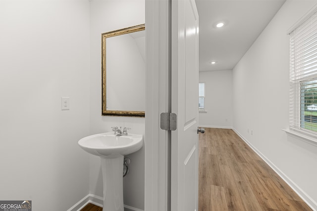 bathroom featuring wood-type flooring