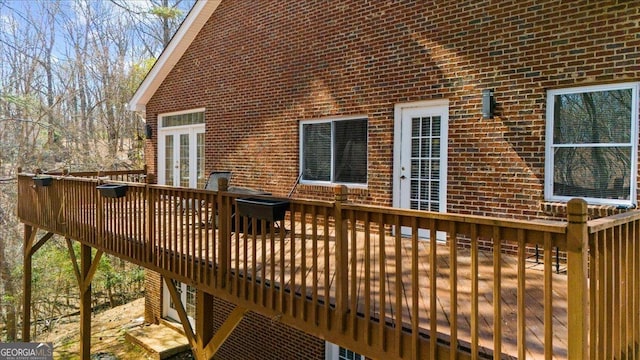 wooden deck with french doors