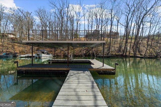 dock area featuring a water view